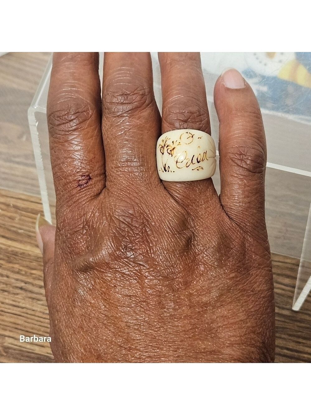 Vintage Cuba Handcarved Horn Ring, Size 7.5